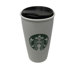 Starbucks 2006 Vtg Mug Tall White Ceramic Coffee Mug Green Mermaid Logo 12oz